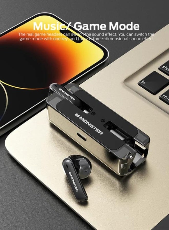 MONSTER AIRMARS XKT08 True Wireless Gaming Earphones Black - Image 4