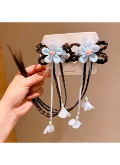 Generic Kids Floral Hair Clips Traditional Tassel Hanfu Accessories 2# Blue 