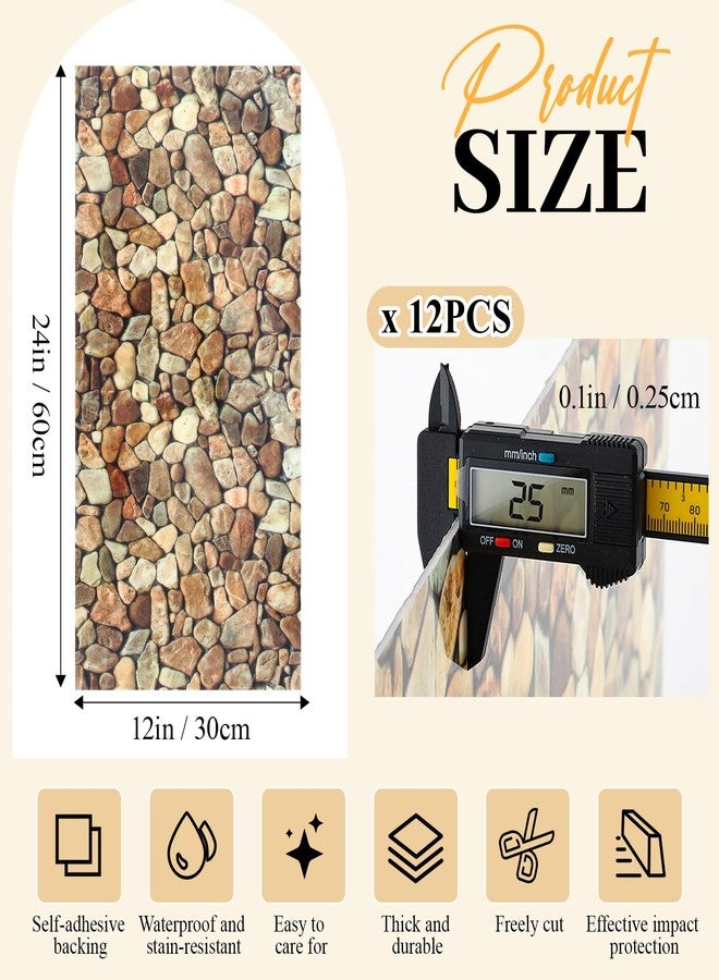 Hahafelt 12 Pcs Peel and Stick Wall Panels 24 x 12 inches PVC Stick Retro-Art 3D Faux Stone Wall Panels for Living Room, Kitchen Lobby Bedroom Hotel Office Decoration Covers 24 Sq ft - Image 2