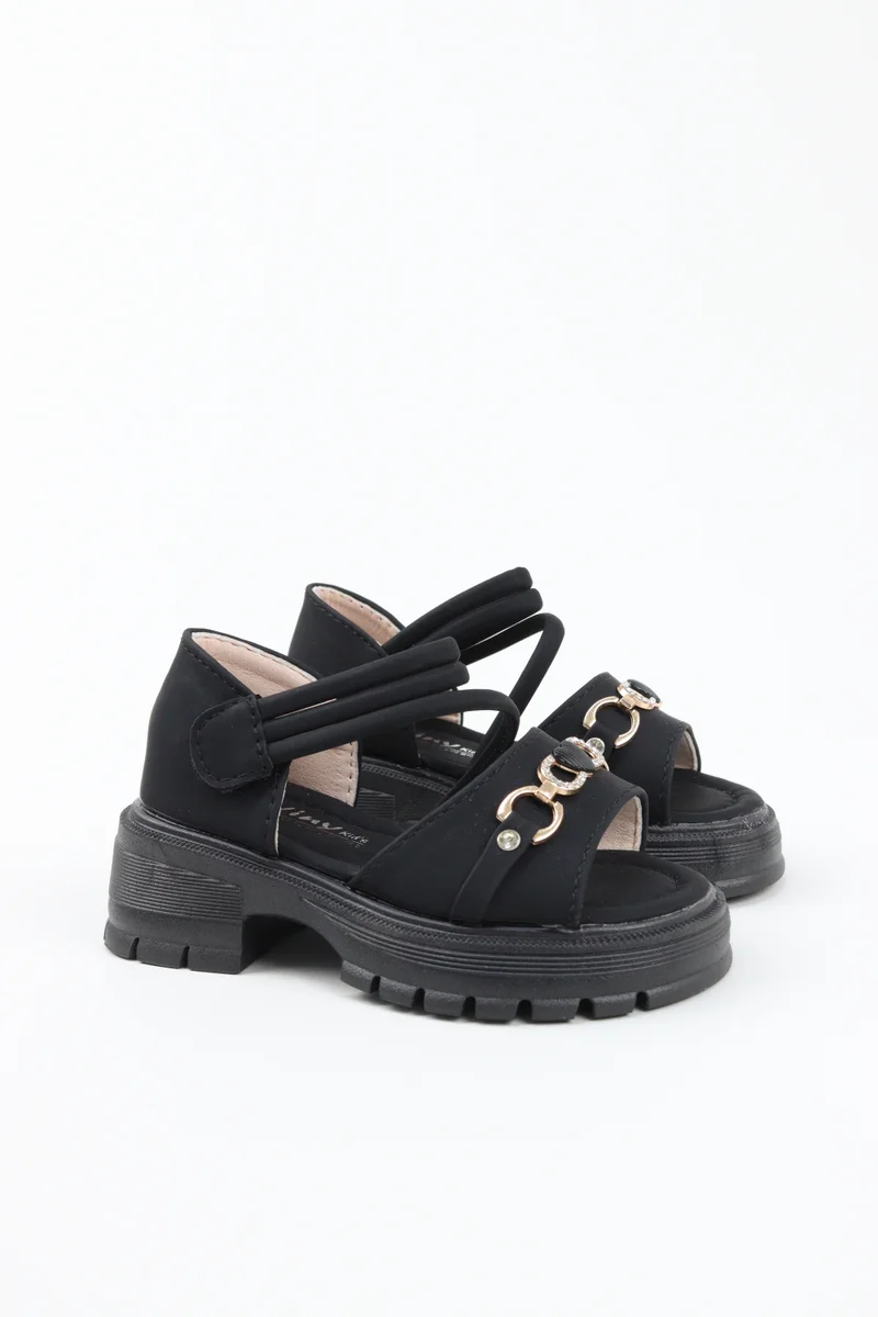 Viny VINY Girls Wedge Heel Sandals – Elegant Rhinestone Buckle Sandals for Girls, Comfortable Platform Sandals, Princess Party & Wedding Footwear for Kids (Black, Pink, White, Beige)