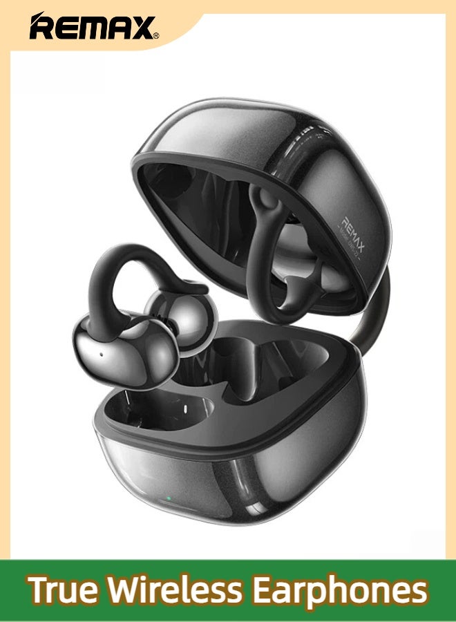 REMAX OWS-22 U-Shaped Elastic Ear Clip True Wireless Stereo Music Call Earphones, 11mm Large Driver, AI ENC Noise Reduction, Bluetooth 6.0, Suitable for Business Office Sports Fitness Daily Commute Casual Shopping (Dark Black) - Image 1