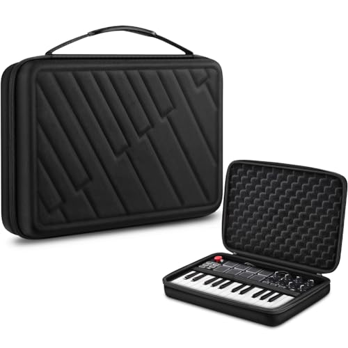 FINPAC Semi-Hard Carrying Case for AKAI Professional MPK Mini MKII & MK3 & MPK Play | Alesis V Mini 25 Key USB MIDI Keyboard Controller Case with Cable Slot for Business, Travel (Black) - Image 1
