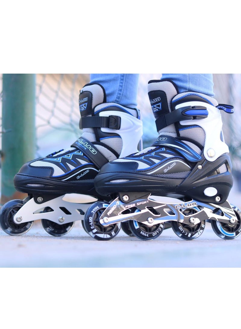 Loquat Adjustable Inline Roller Skate Shoes L Blue Black