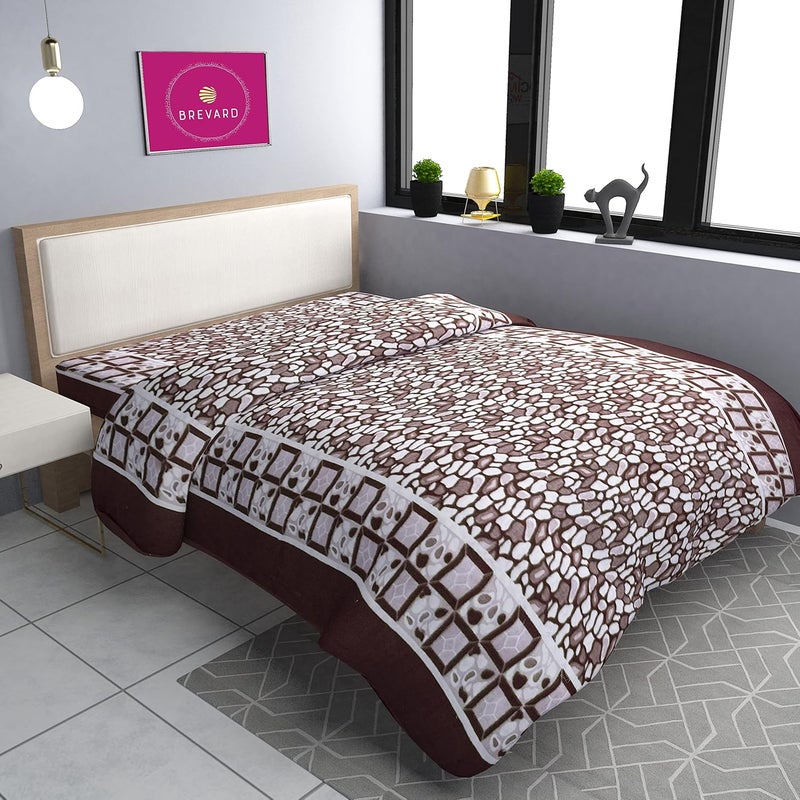 BREVARD BREVARD Single Bed Woolen Fabric Geometric Quilt CoverDuvet CoverRajai CoverBlanket Cover for Winters 70x90 Inches Mustard and Brown Combo of 2  - Image 2