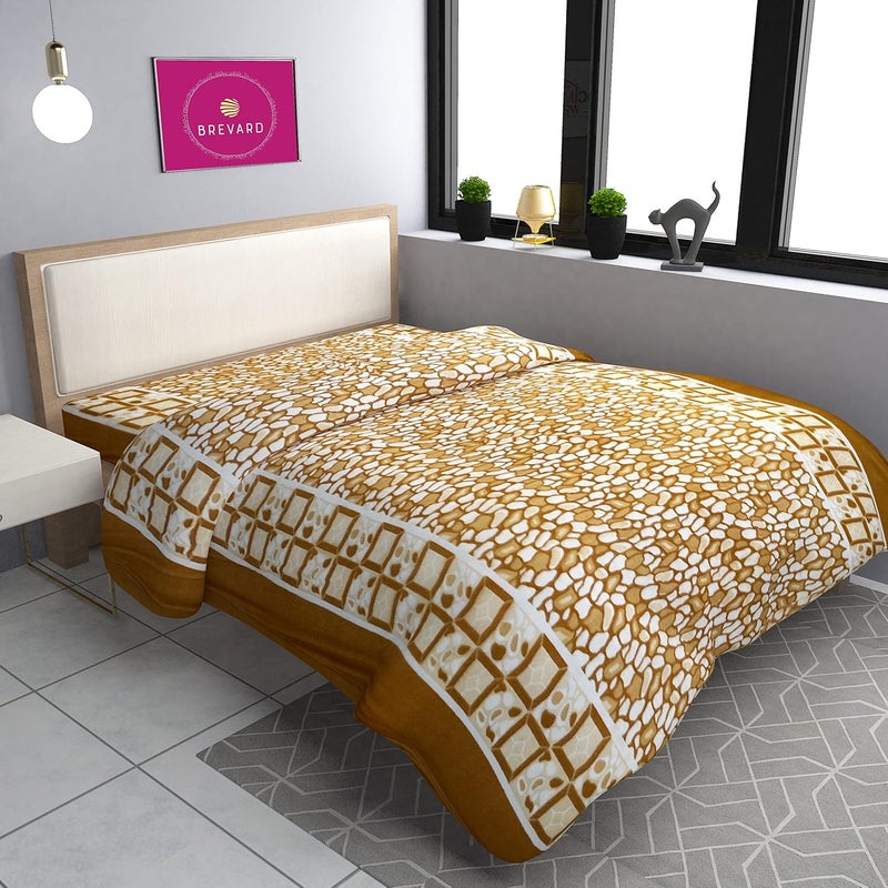 BREVARD BREVARD Single Bed Woolen Fabric Geometric Quilt CoverDuvet CoverRajai CoverBlanket Cover for Winters 70x90 Inches Mustard and Brown Combo of 2  - Image 3