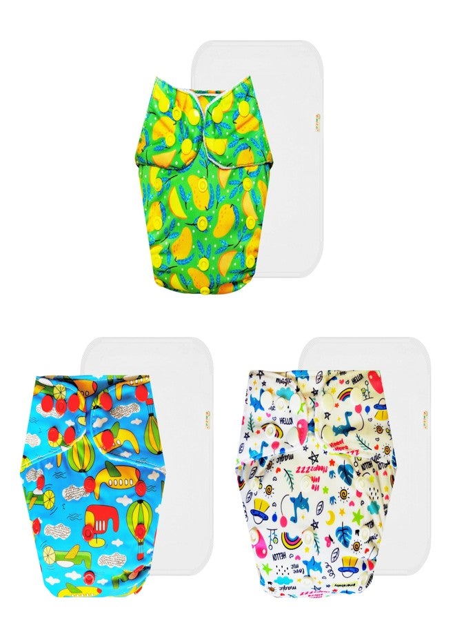 Dumbledo Premium Cloth Diaper with Cotton Insert (Pack of 3) | Snug Fit | Breathable | Easy to Clean | Perfect for Indian Summers | 3 Months - 3 Years | Unisex Baby - Image 1