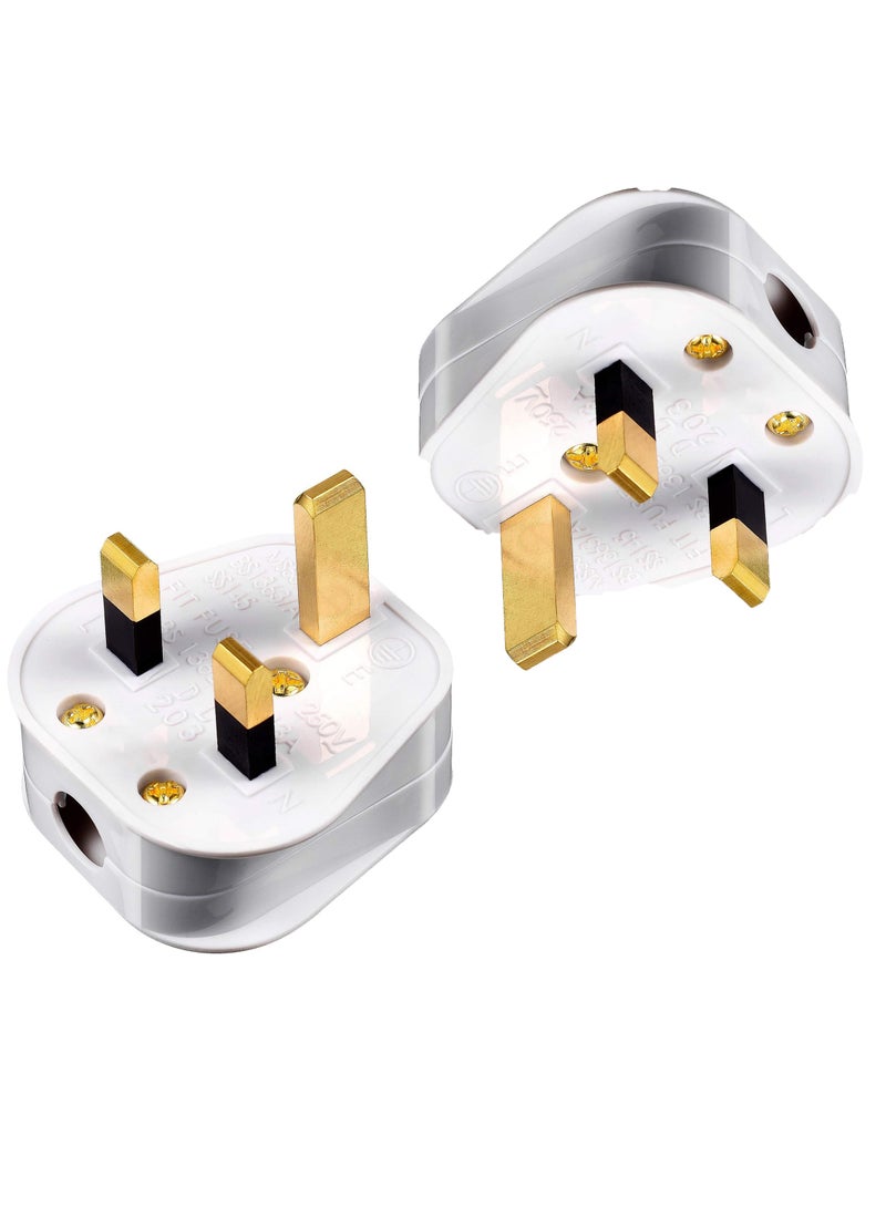2 Pack Of 13A 3 Pin Plug Top White | High-Quality Standard Plug for Safe and Reliable Use