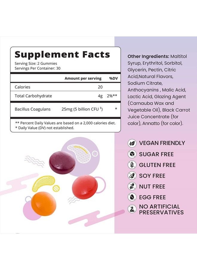 BeLive Probiotic Gummies - Probiotics with 5 Billion CFUs for Digestive Health, Men, Women & Kids - for Immune Support, Sugar Free & Vegan | 60 Ct – Blueberry, Strawberry & Orange  - Image 2