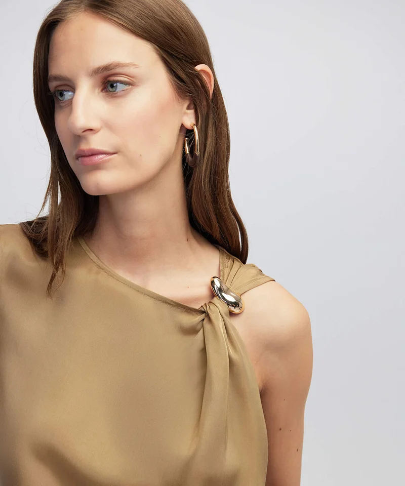 Ipekyol Mixed Blouse with Buckle