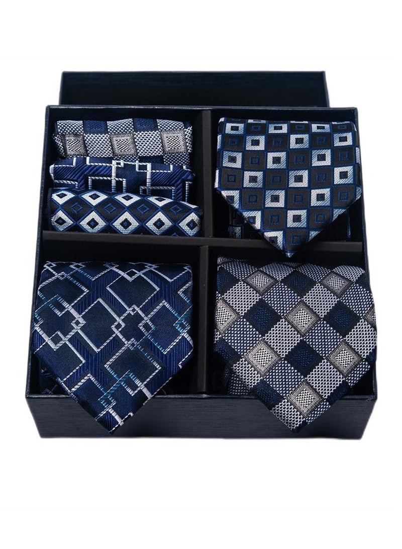6pcs men's gift box set 3 ties 3 chest scarves fashion business tie square scarf set  - Image 1