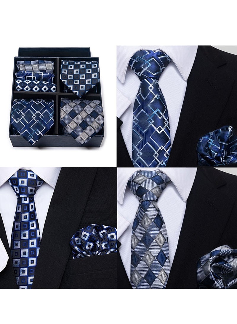 6pcs men's gift box set 3 ties 3 chest scarves fashion business tie square scarf set  - Image 2