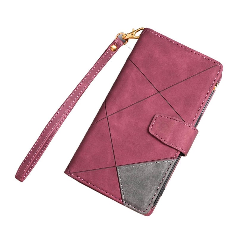 Protective Case | Card Holder | Shockproof Cover for iPhone 16 / 16 Plus / 16 Pro / 16 Pro Max | Red Leather Texture - Image 1
