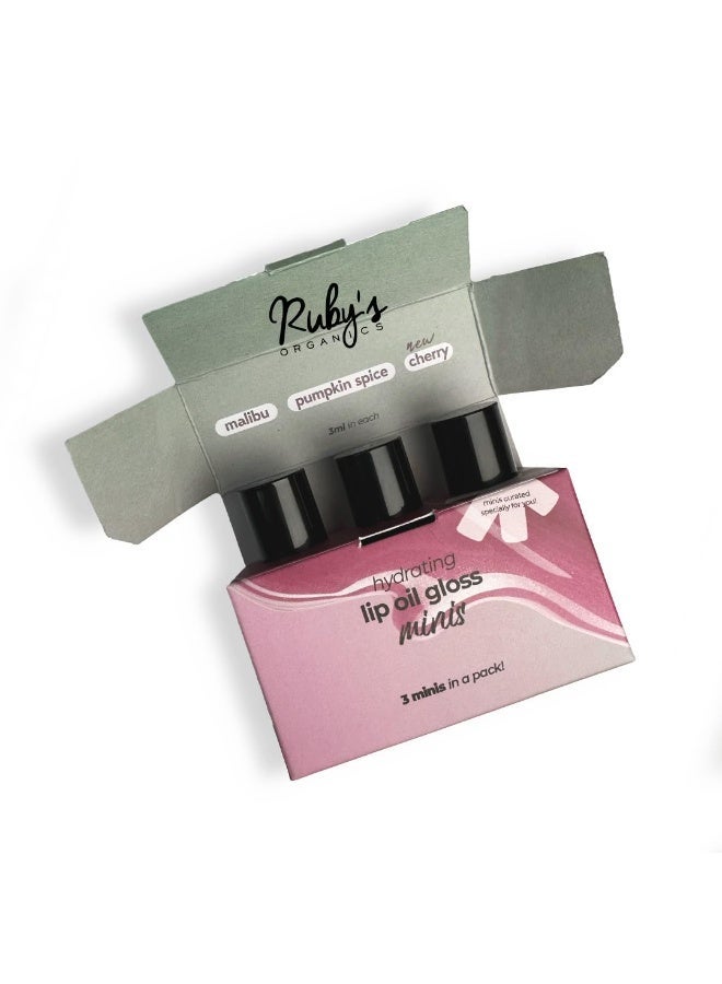 RUBY's ORGANICS Mini Lip Oil Gloss for Women and Girls,All Skin Tones-Moisturizing, Long Lasting,Non Sticky & Non Drying,Glossy Texture, Natural Lip Makeup-Malibu, Pumpkin Spice and Cherry (Pack of 3) - Image 3
