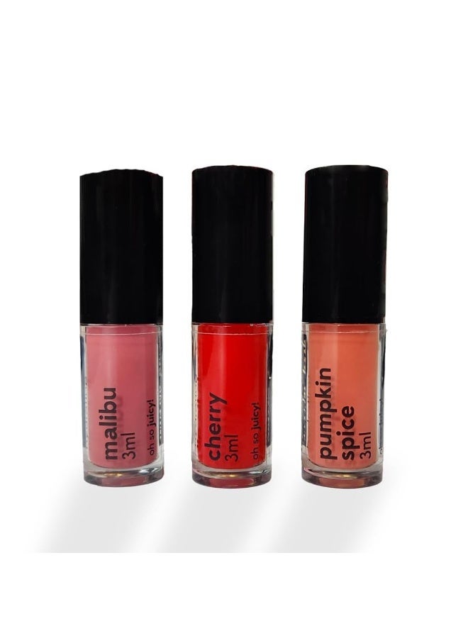 RUBY's ORGANICS Mini Lip Oil Gloss for Women and Girls,All Skin Tones-Moisturizing, Long Lasting,Non Sticky & Non Drying,Glossy Texture, Natural Lip Makeup-Malibu, Pumpkin Spice and Cherry (Pack of 3) - Image 2