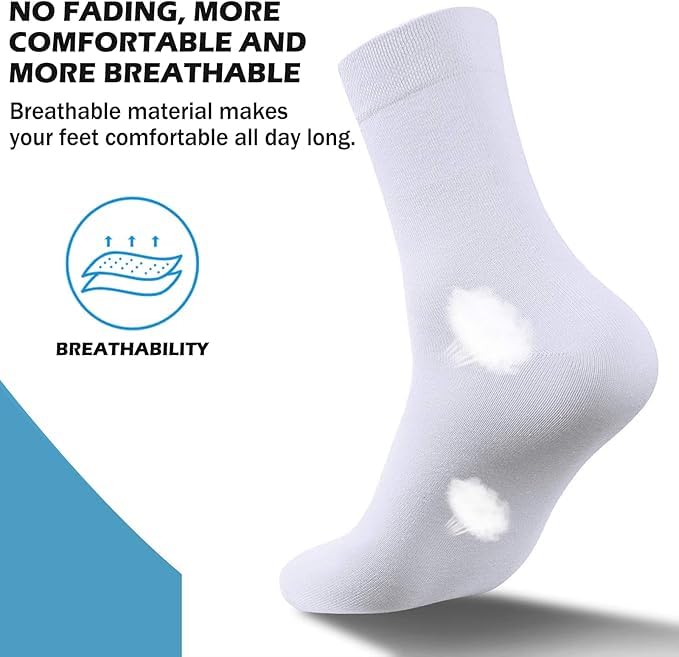 ZIBELL 12 Pairs Mens Crew Socks Mid Calf Socks Lightweight Casual Socks - Image 4