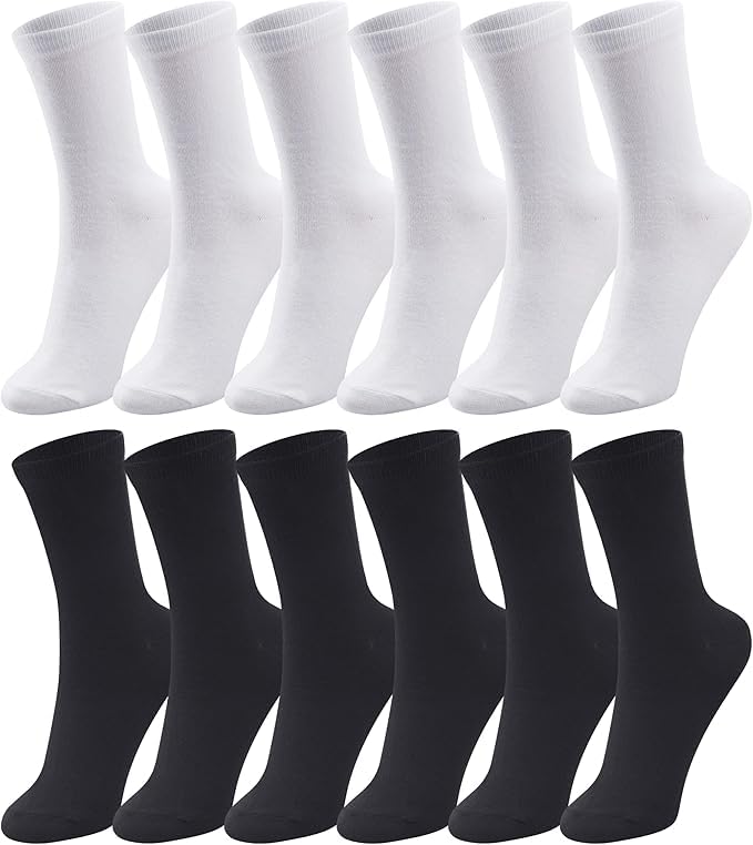 ZIBELL 12 Pairs Mens Crew Socks Mid Calf Socks Lightweight Casual Socks - Image 1