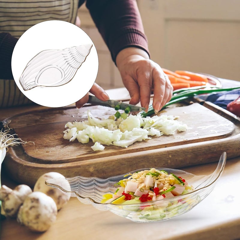 Cabilock Sea Shell Plates Glass Shell Vase Seashell Potpourri HolderClear Decorative Conch Shell Fruit Salad Bowl for Collection Display Sea Glass Air Plant - Image 2