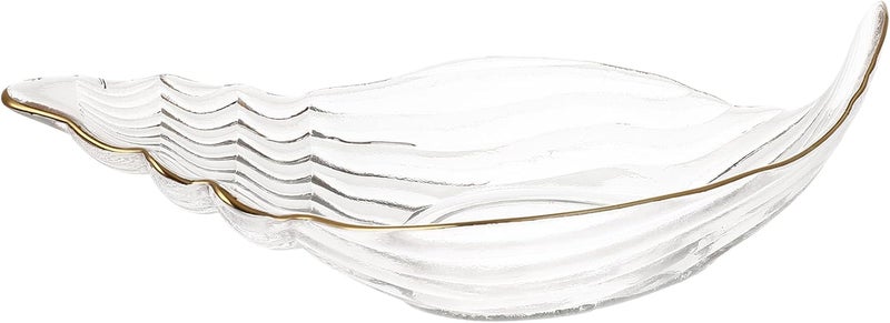 Cabilock Sea Shell Plates Glass Shell Vase Seashell Potpourri HolderClear Decorative Conch Shell Fruit Salad Bowl for Collection Display Sea Glass Air Plant - Image 1