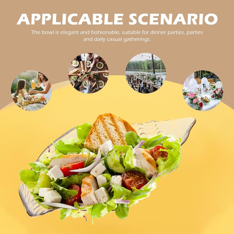 Cabilock Sea Shell Plates Glass Shell Vase Seashell Potpourri HolderClear Decorative Conch Shell Fruit Salad Bowl for Collection Display Sea Glass Air Plant - Image 3