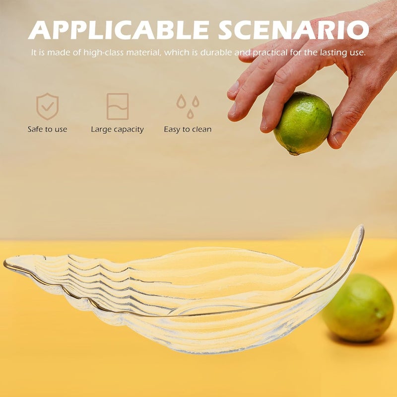 Cabilock Sea Shell Plates Glass Shell Vase Seashell Potpourri HolderClear Decorative Conch Shell Fruit Salad Bowl for Collection Display Sea Glass Air Plant - Image 4