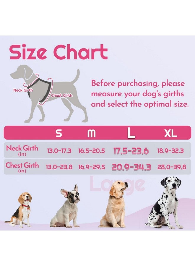 Eagloo Dog Harness for Large Dogs, Easy Wearing with 3 Buckles, Adjustable No Pull Pet Harness with 2 Rings for Walking, No Chock Reflective Soft Padded Vest with Control Handle, Pink & Black, L - Image 2