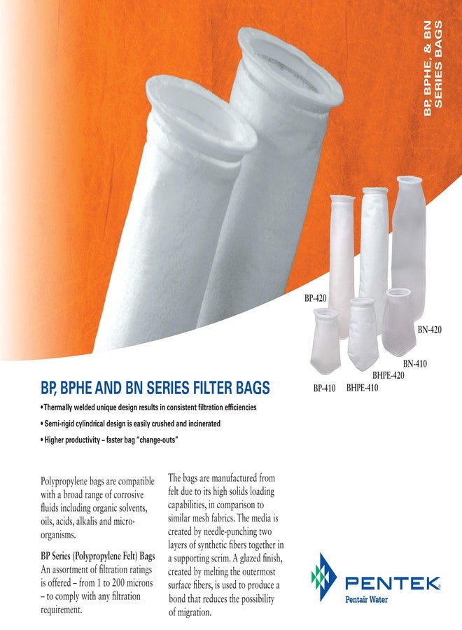Pentek PP Felt BP420-5 Filter Bag 5M, 20" - Image 2