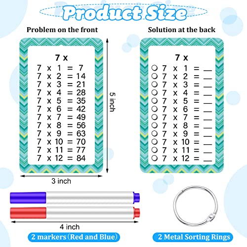 Geyee 51 Pcs Multiplication Flashcards with Dry Erase Markers and Rings Math Educational Multiplication Flashcards Timetable Charts for 1st to 3rd Grades Fun Learning with Math Game - Image 5