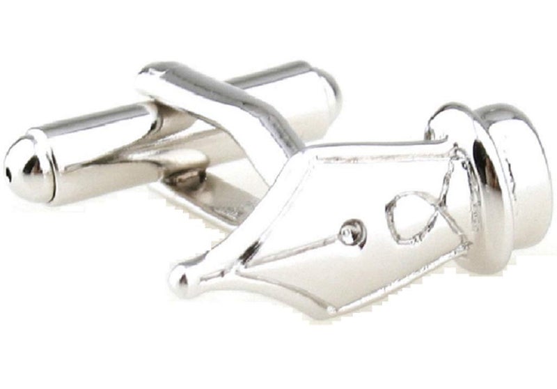MRCUFF Quill Fountain Pen Teacher CPA Pair Cufflinks in a Presentation Gift Box & Polishing Cloth - Image 1