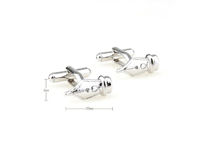 MRCUFF Quill Fountain Pen Teacher CPA Pair Cufflinks in a Presentation Gift Box & Polishing Cloth - Image 2