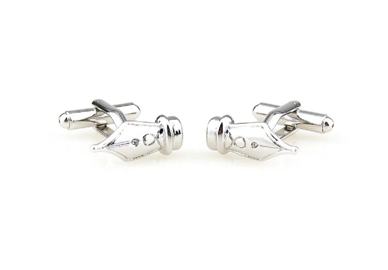 MRCUFF Quill Fountain Pen Teacher CPA Pair Cufflinks in a Presentation Gift Box & Polishing Cloth - Image 3