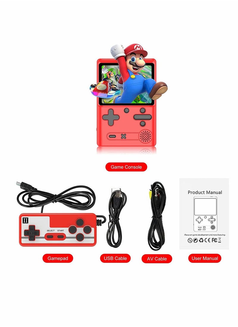 SYOSI - Retro Handheld Game Console with 500 Classical FC Games 3.0 Inches Screen Portable Video Game Consoles Handheld Video Games Support for Connecting TV and Two Players, Red - Image 1