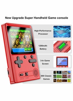 SYOSI Retro Handheld Game Console with 500 Classical FC Games 3.0 Inches Screen Portable Video Game Consoles Handheld Video Games Support for Connecting TV and Two Players, Red  - Image 3
