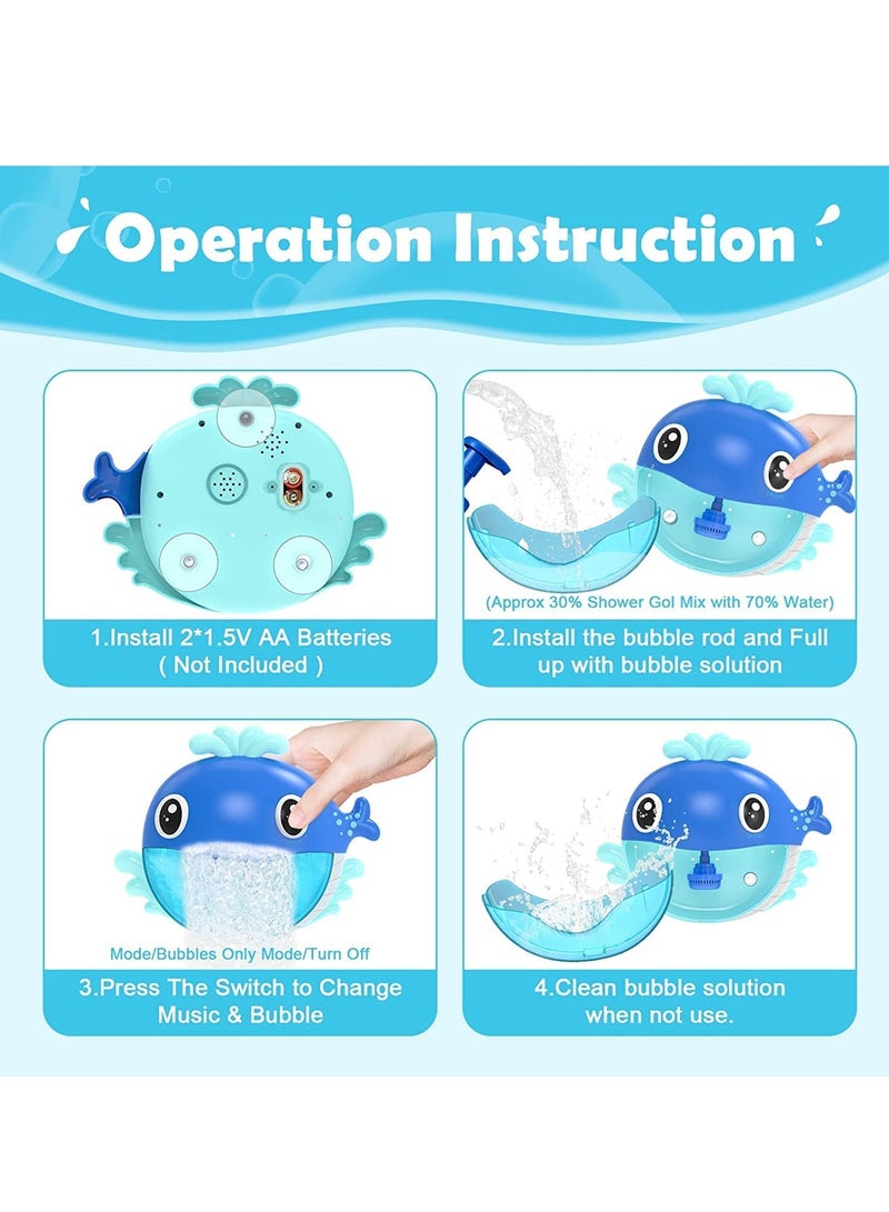 SOLARAE Bath Toys Bath Bubble Maker Bathtub Bubble Machine Whale Bath Time Toys for Toddlers 1000+ Bubbles Per Minute 12 Children’s Songs Baby Shower Toy Gift for Kid Girl Boy - Image 5