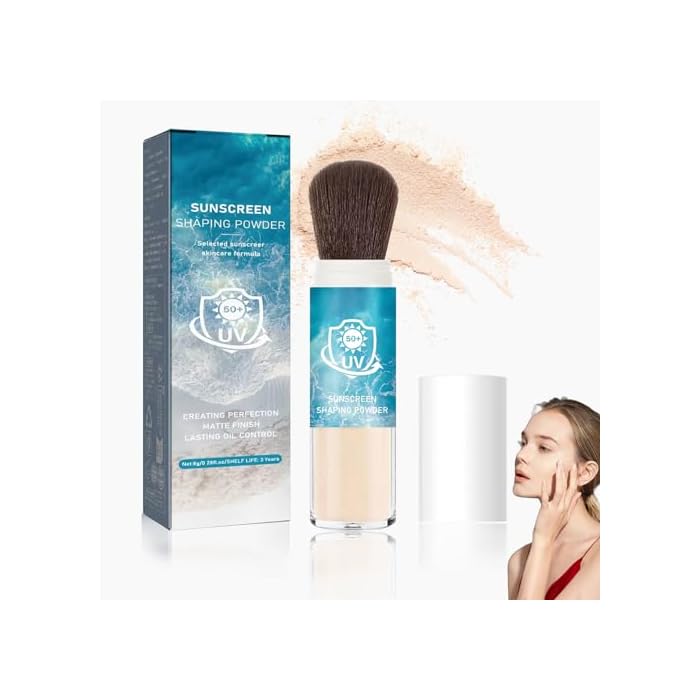 Mineral Sunscreen Setting Powder SPF 50 +,Mineral Brush Powder,Oil Control Setting Powder Sunscreen for Face,Matte Translucent Brush On Sunscreen Powder,Oil Control Lightweight Face Powder for Makeup