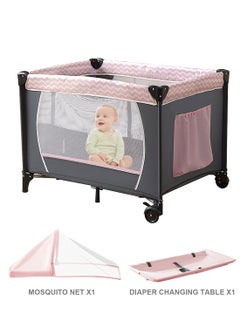 MaBaby Portable And Foldable Baby Newborn Cots Beds, Multifunctional Baby Bassinet With Changing Diaper Table And Mosquito Net  - Image 1