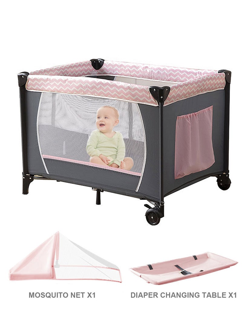 MaBaby Portable And Foldable Baby Newborn Cots Beds, Multifunctional Baby Bassinet With Changing Diaper Table And Mosquito Net  - Image 1