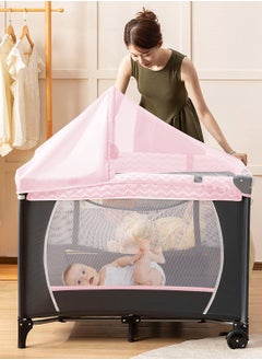 MaBaby Portable And Foldable Baby Newborn Cots Beds, Multifunctional Baby Bassinet With Changing Diaper Table And Mosquito Net  - Image 4