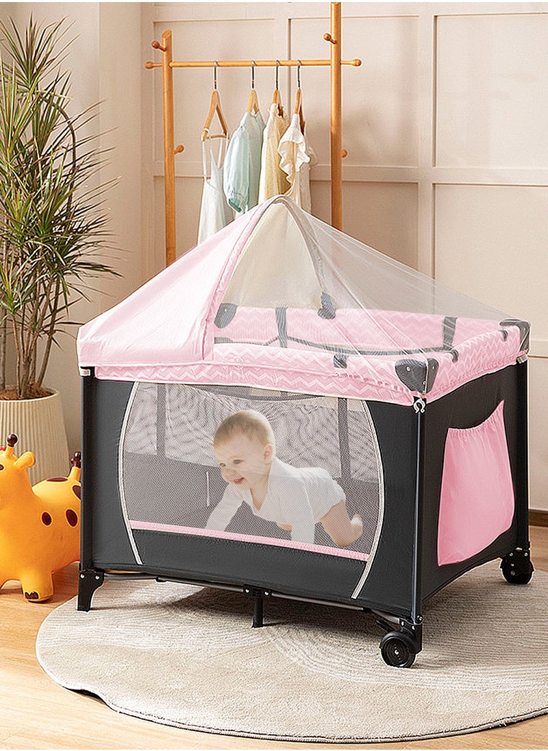 MaBaby Portable And Foldable Baby Newborn Cots Beds, Multifunctional Baby Bassinet With Changing Diaper Table And Mosquito Net  - Image 2