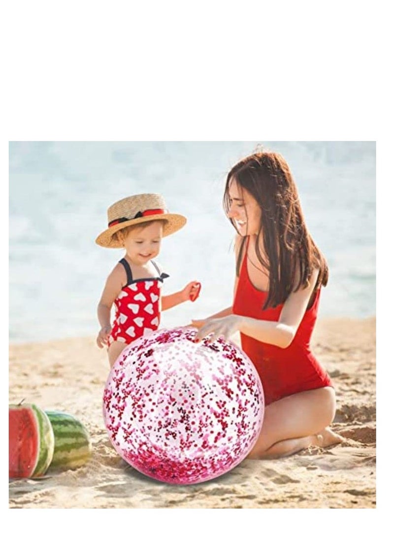 5 عبوات من كرات الشاطئ الترتر مقاس 24 بوصة و16 بوصة لعبة حمام السباحة العملاقة كرات النثار اللامعة القابلة للنفخ كرات الشاطئ الشفافة لعبة حمام السباحة والشاطئ - Image 2