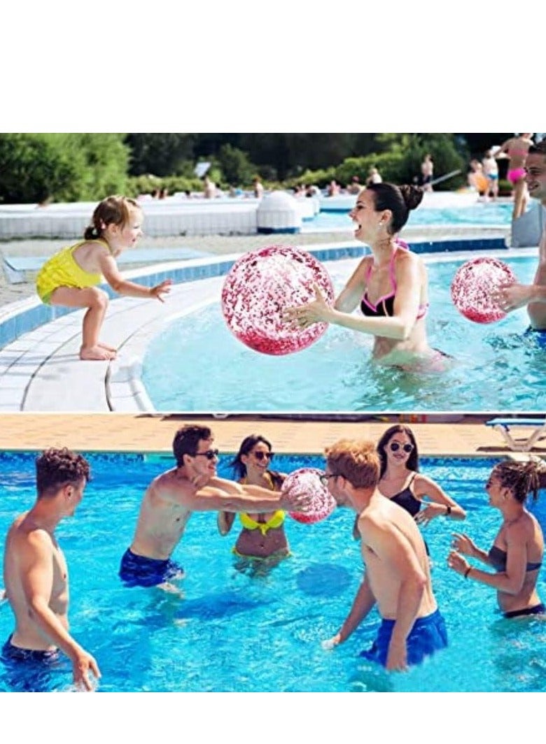 5 عبوات من كرات الشاطئ الترتر مقاس 24 بوصة و16 بوصة لعبة حمام السباحة العملاقة كرات النثار اللامعة القابلة للنفخ كرات الشاطئ الشفافة لعبة حمام السباحة والشاطئ - Image 4