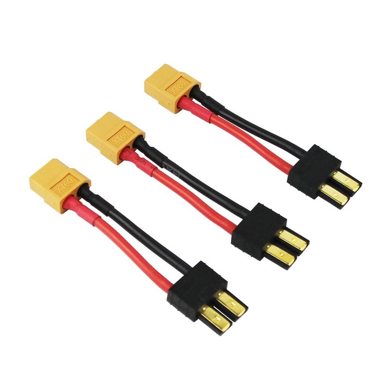 OliYin 3pcs Compatible with TRX Male to XT60 Female Connector Adapter Cable 14awg 196in RC Charger LiPoPack of 3 - Image 3