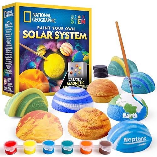 Blue Marble National Geographic Magnetic Solar System Painting Kit – 3D Magnet Making Kit, Paint 8 Planets & The Sun, Craft Kit with Paints, Brushes, Magnets & More, Kids Art Kit, DIY Magnets - Image 1