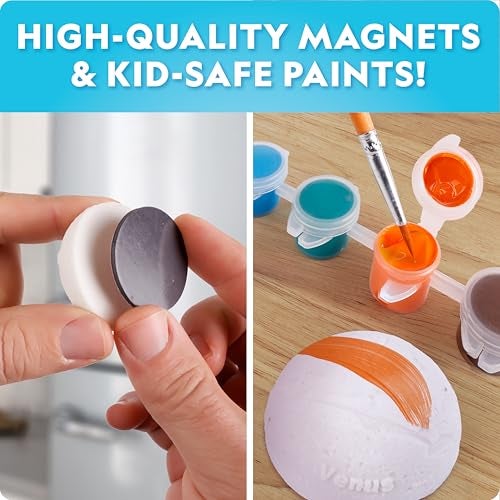Blue Marble National Geographic Magnetic Solar System Painting Kit – 3D Magnet Making Kit, Paint 8 Planets & The Sun, Craft Kit with Paints, Brushes, Magnets & More, Kids Art Kit, DIY Magnets - Image 4