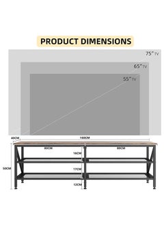 SKY-TOUCH SKY-TOUCH TV Stand : Modern TV Table Wide TV Entertainment Center with Storage Shelves Sturdy Wooden TV Console Table with Metal Frame for Living Room  - Image 3