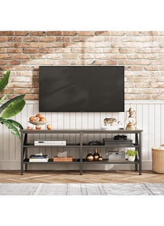 SKY-TOUCH SKY-TOUCH TV Stand : Modern TV Table Wide TV Entertainment Center with Storage Shelves Sturdy Wooden TV Console Table with Metal Frame for Living Room  - Image 2