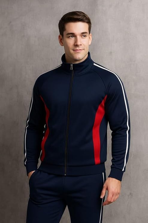 Krystle Comfort Fit Tracksuit Set – Men’s Sports Jacket with Pajama Pants (Blue,Large) (Special For Fitness) - Image 4