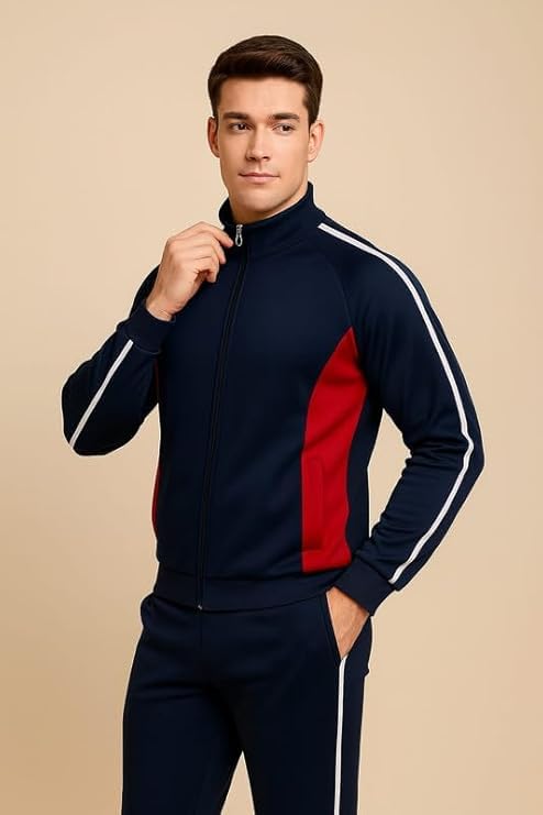 Krystle Comfort Fit Tracksuit Set – Men’s Sports Jacket with Pajama Pants (Blue,Large) (Special For Fitness) - Image 3