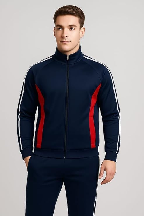 Krystle Comfort Fit Tracksuit Set – Men’s Sports Jacket with Pajama Pants (Blue,Large) (Special For Fitness) - Image 2