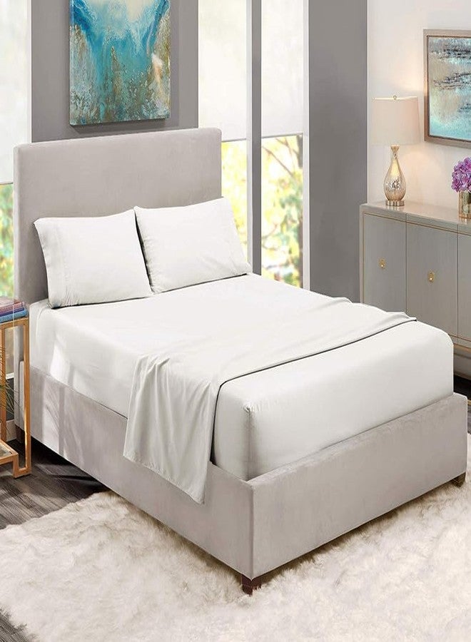 Rajlinen طقم ملاءات سرير راجلينين مقاس كينج مكون من 4 قطع - طقم ملاءات سرير قطنية 100% - ملاءات سرير فاخرة للفنادق بجيب عميق يصل إلى 15 بوصة - مقاومة للتجاعيد والبهتان والبقع (كينج، أبيض) - Image 1
