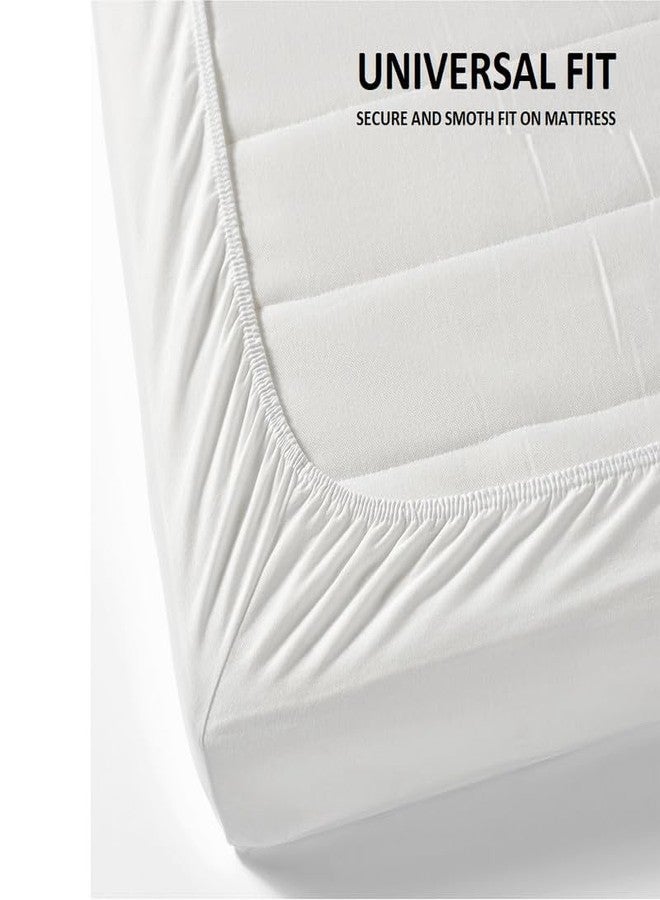 Rajlinen طقم ملاءات سرير راجلينين مقاس كينج مكون من 4 قطع - طقم ملاءات سرير قطنية 100% - ملاءات سرير فاخرة للفنادق بجيب عميق يصل إلى 15 بوصة - مقاومة للتجاعيد والبهتان والبقع (كينج، أبيض) - Image 3